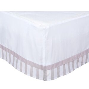 BreathableBaby Cotton Crib Skirt, White and Gray Stripe